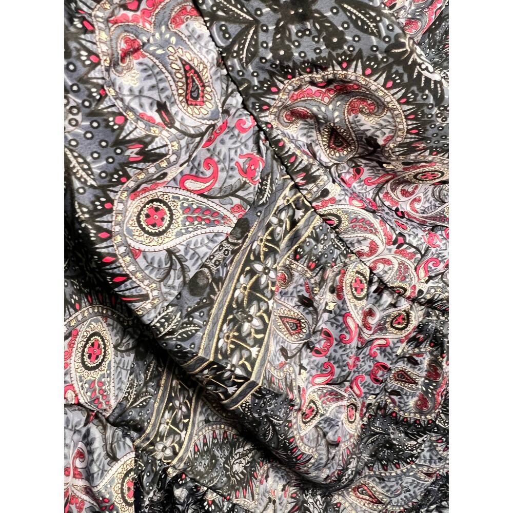 NWT Earthbound Trading Co Boho Maxi Dress Paisley Tassel Tie Peasant Sleeve S M - Picture 7 of 13